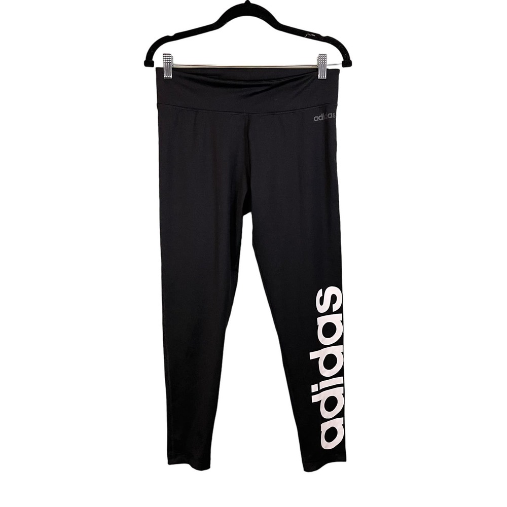 Adidas Climalite Womens Black Graphic Pull-On Activewear Tights & Leggings Large